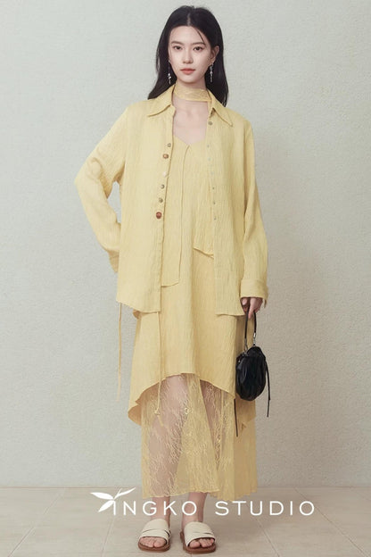 Yellow Patchwork Slip Dress