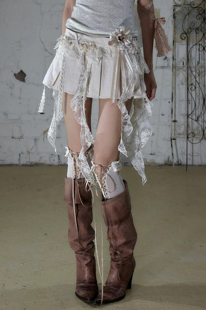 Baroque Lace Pleated Skirt