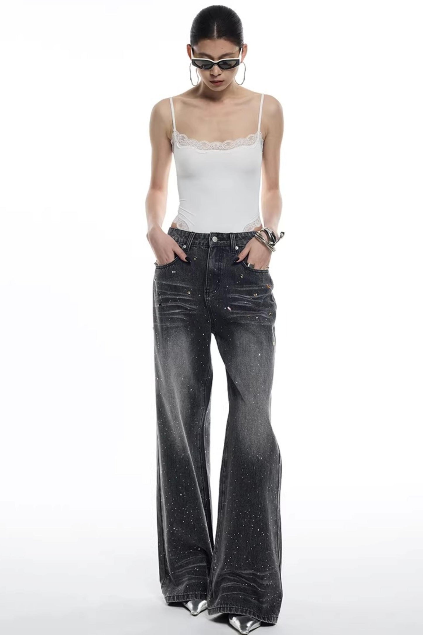 Lace Trim Camisole Jumpsuit Top