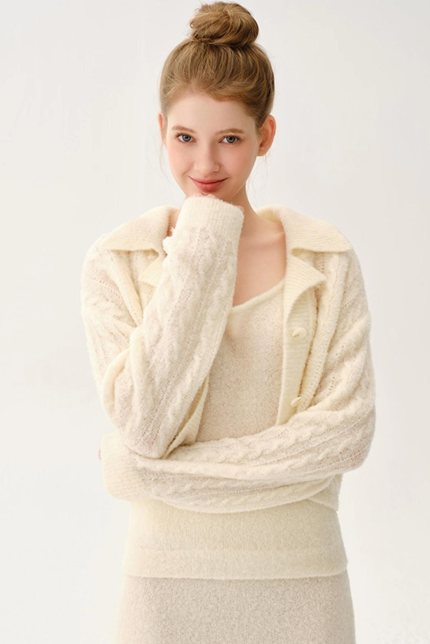 Retro Wool Knitted Cardigan Set-Up
