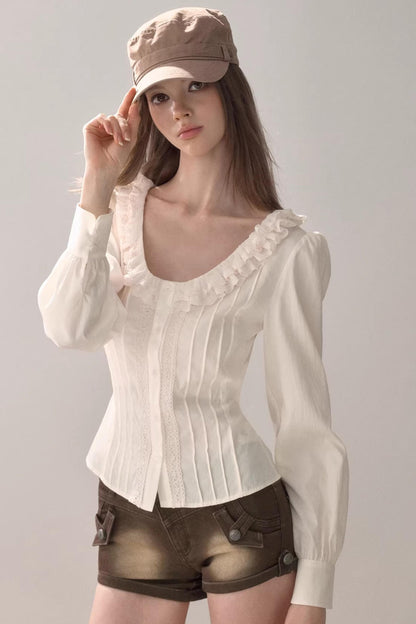 Puff Sleeve V-Neck Blouse