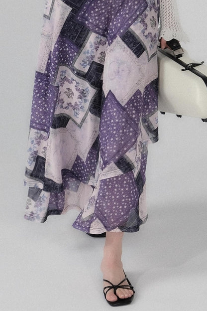 Vintage Collage Mesh Slip Dress