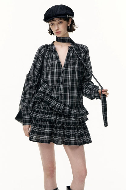Salt Tea Plaid Shirt Dress