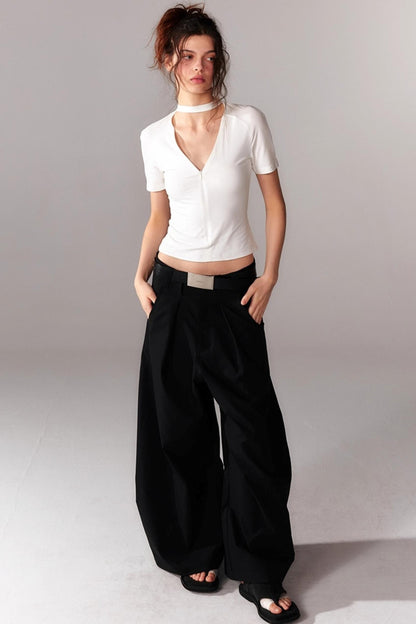 Slim Zipper Raglan Top