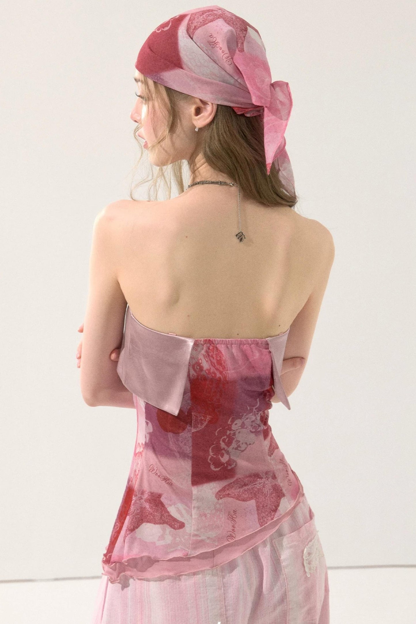 Irregular Hem Printed Tube Top