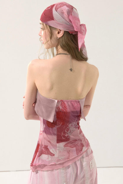 Irregular Hem Printed Tube Top
