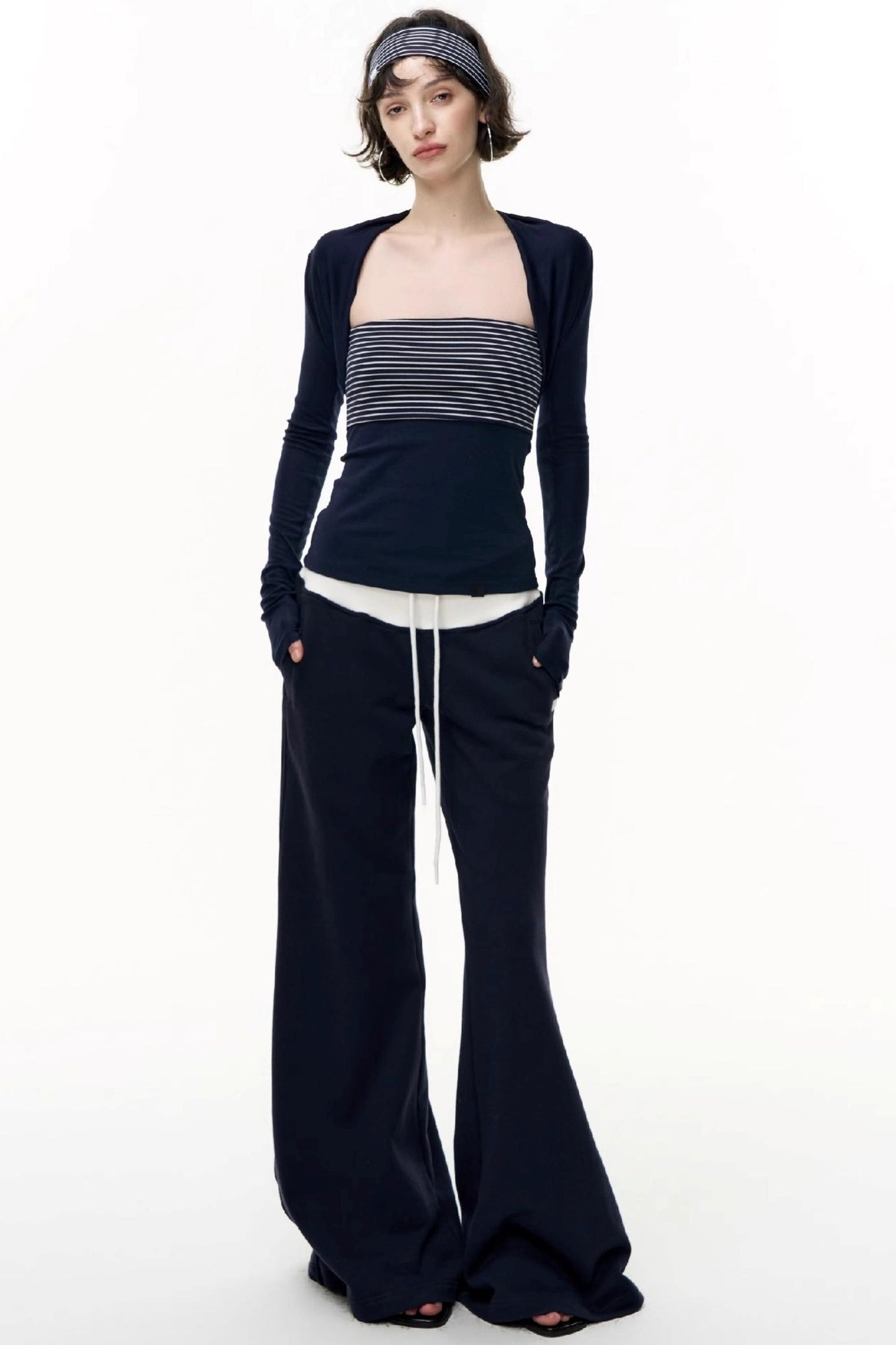 Flared Cotton Wide-Waisted Sweatpants