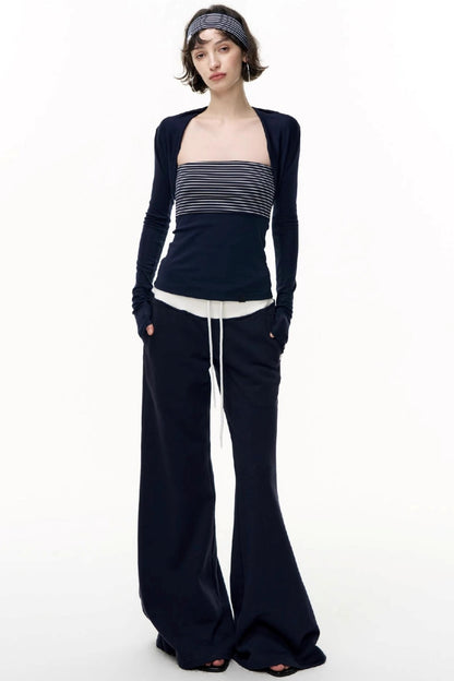 Flared Cotton Wide-Waisted Sweatpants