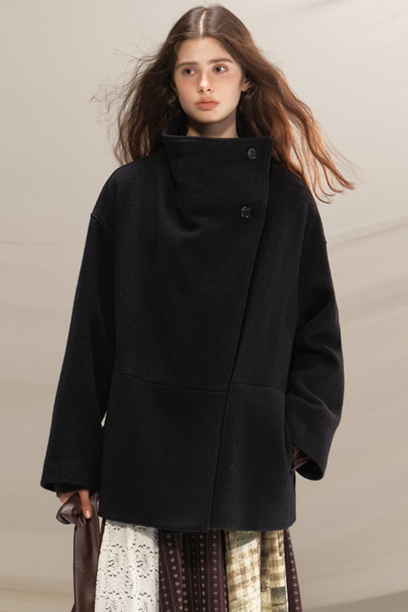 Silent Gallery Black Wool Coat