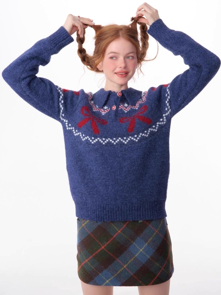 Soft and thick Fair Isle polo neck sweater