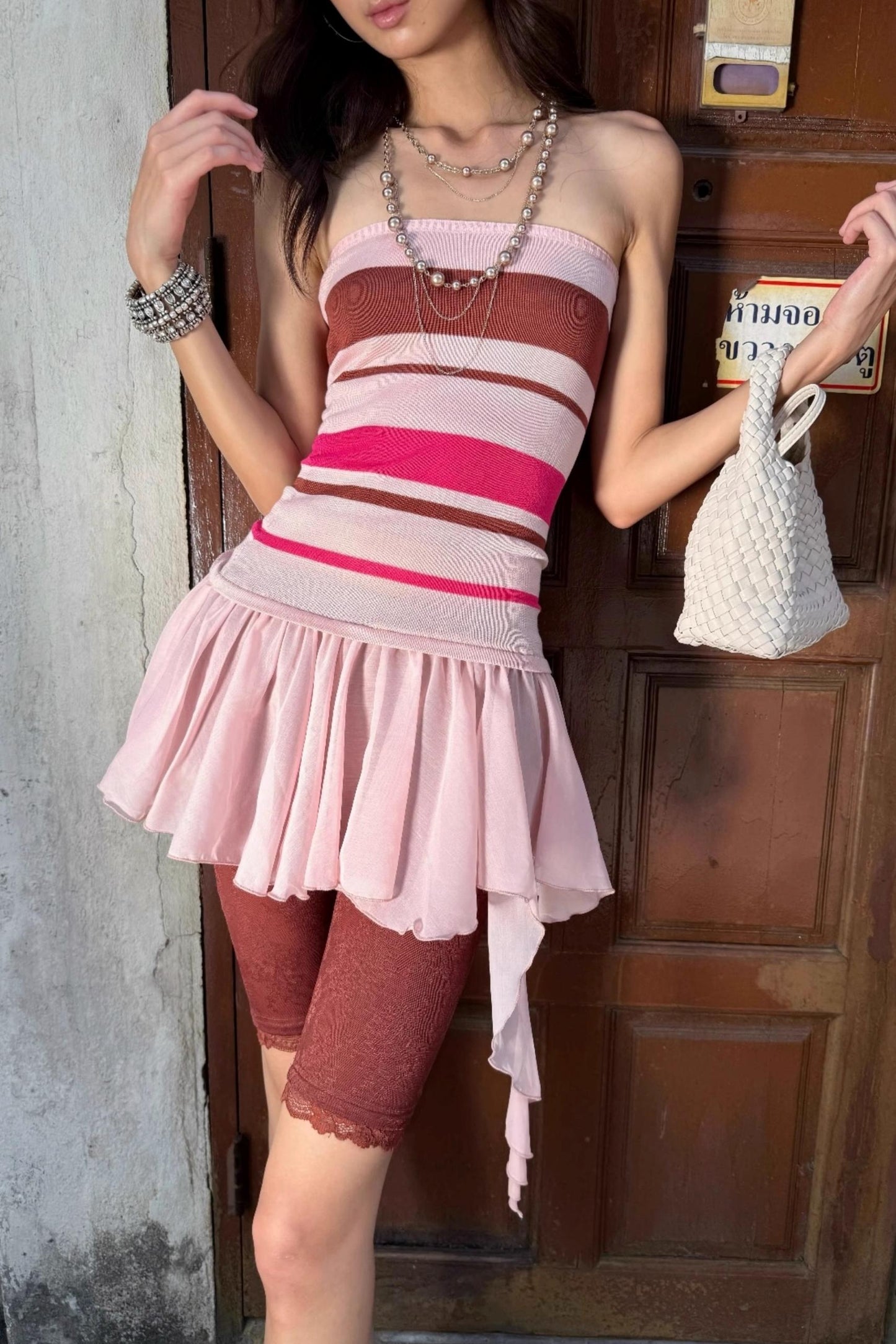 Slim Fit Striped Dress Set-Up