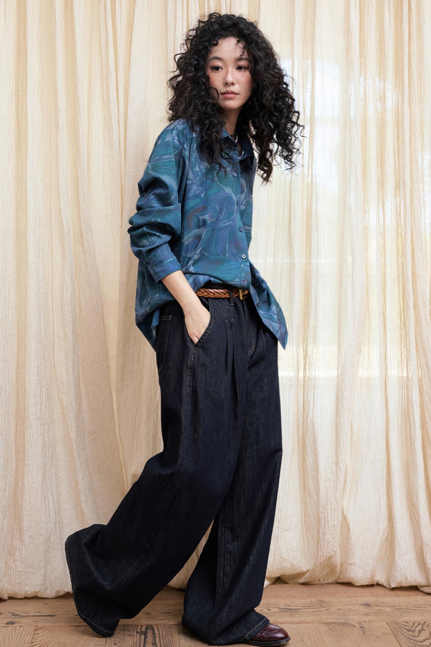 Lazy Breeze Wide-leg Denim Trousers