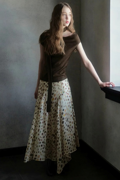 Artistic Polka Dot Asymmetrical Skirt
