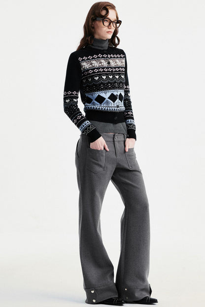 Retro Bear Jacquard Wool Cardigan