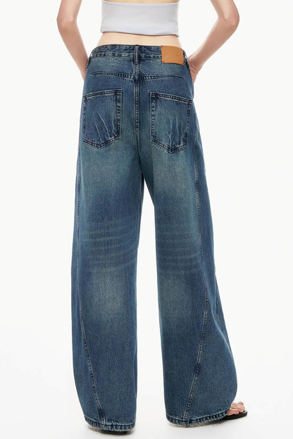 Dunkelblaue Vintage-Hose mit Farbverlauf