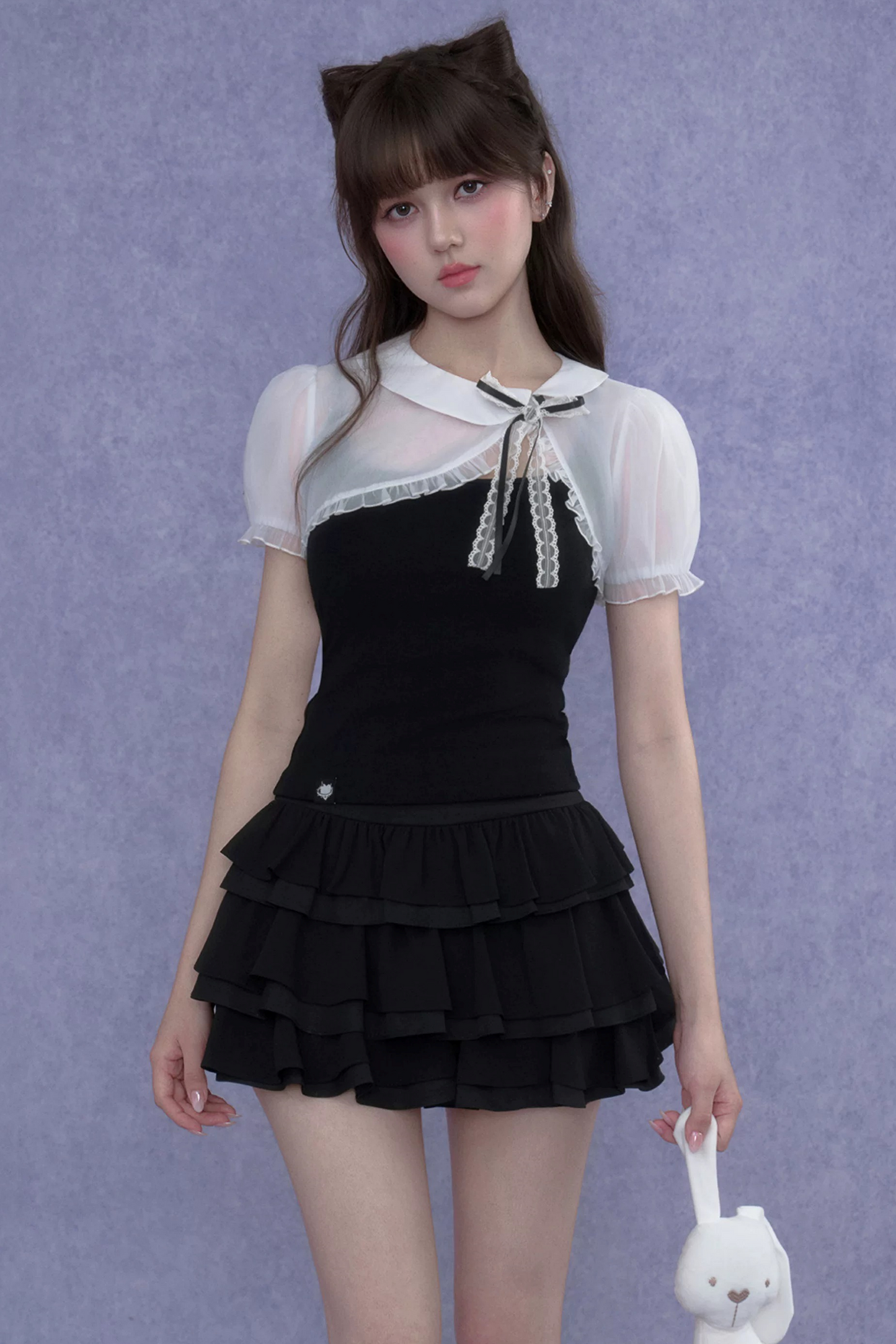 Two-Tone Puff Sleeve Top Set-Up
