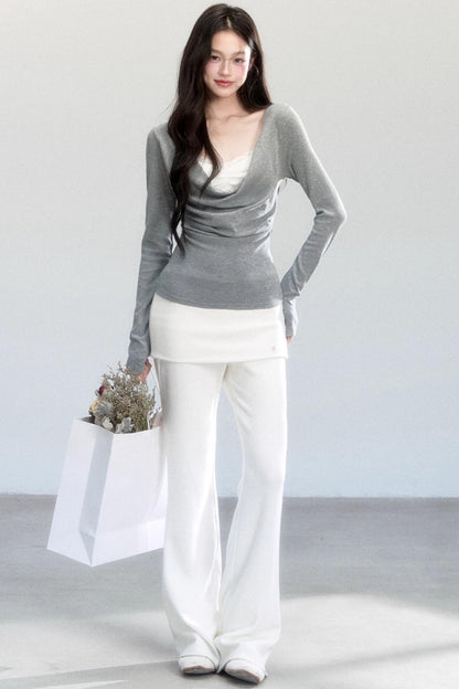 Gray Flower Swing Knitwear