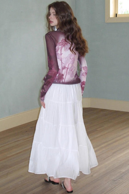 Neoclassical Vintage Turtleneck Mesh T-shirt