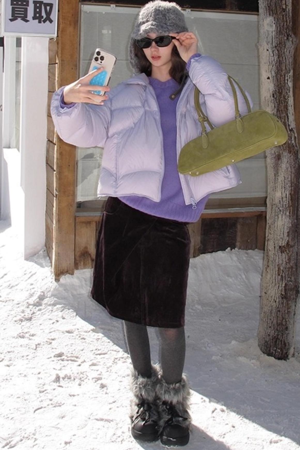 Mint Violet Slanted Hem Sweater