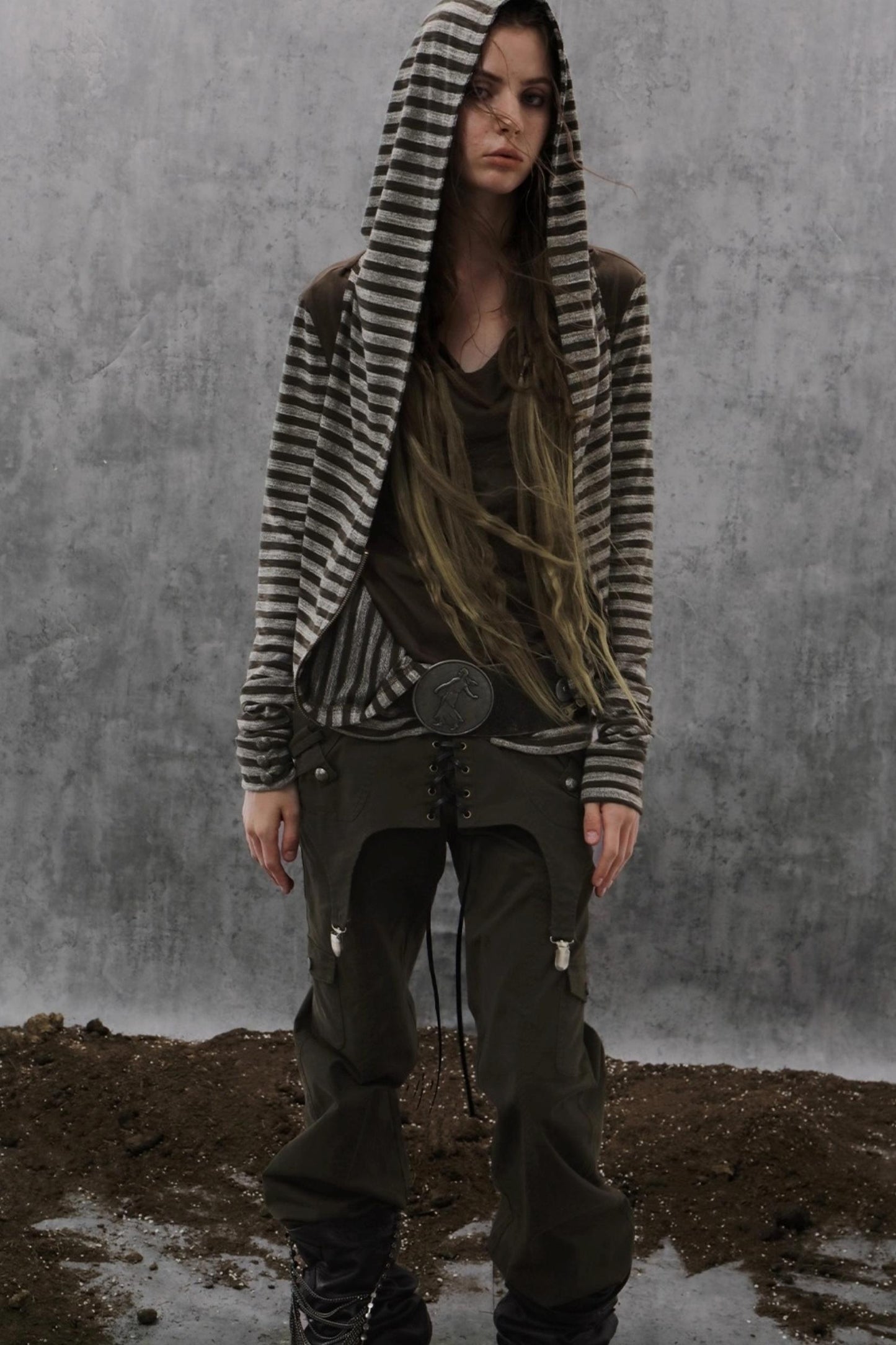 Long Sleeve Patchwork Zip Hooded Jacket