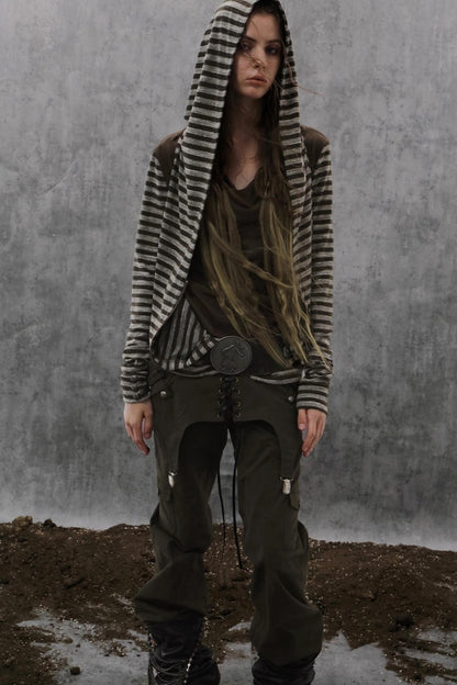 Long Sleeve Patchwork Zip Hooded Jacket