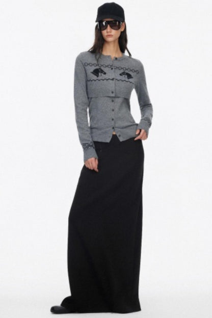 Two Piece Wool Knit Cardigan Set-Up