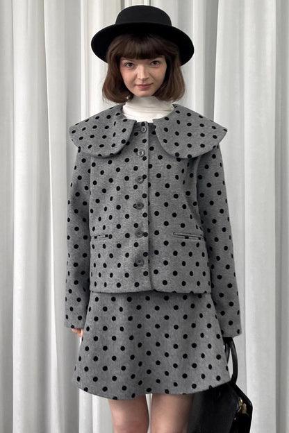 Gray Polka Dot Preppy Suit Set-Up