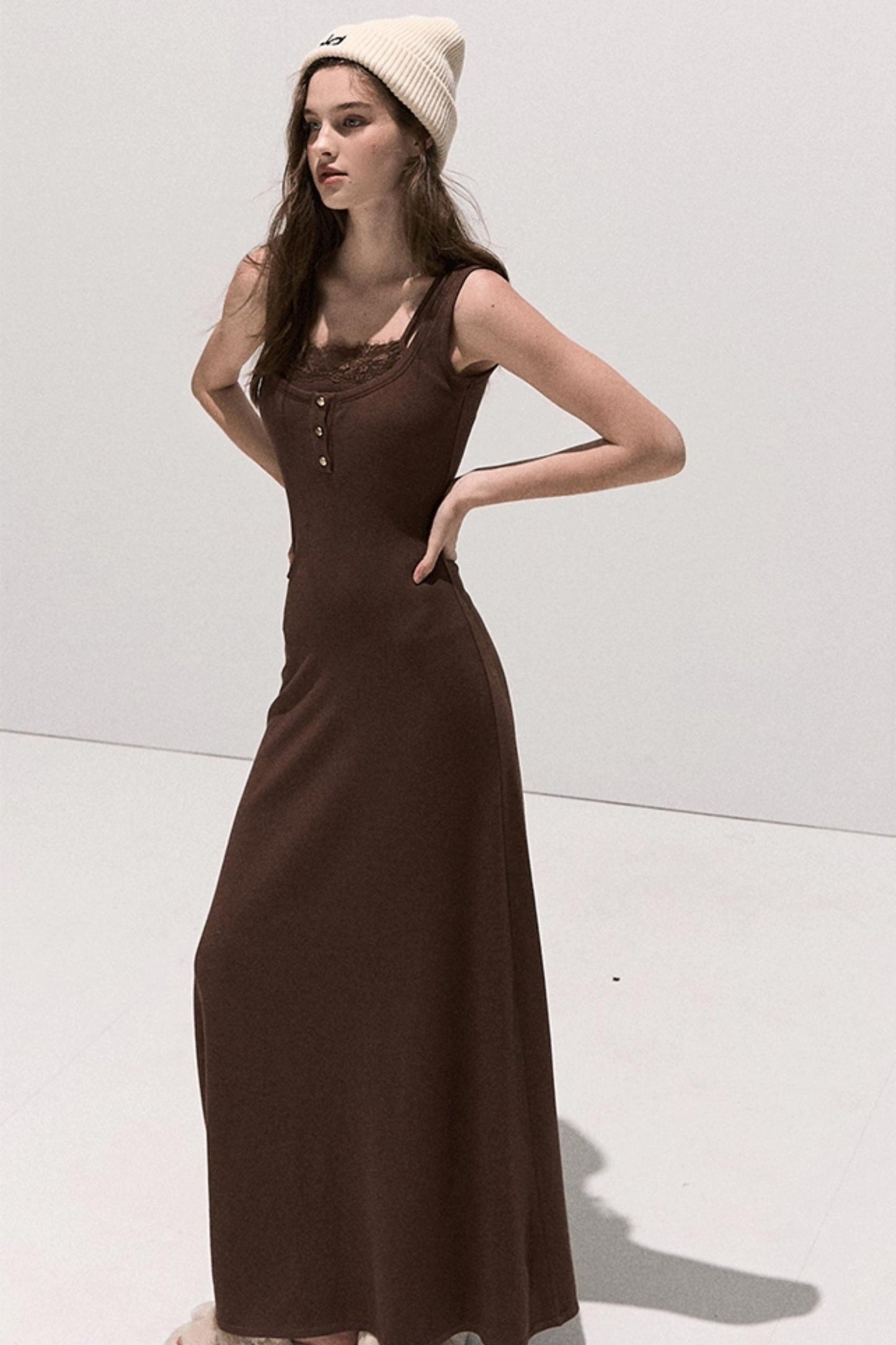 Basic Lace Knit Waist Dress