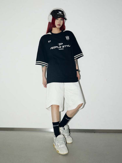 Retro Logo Embroidery Uniform T-Shirt