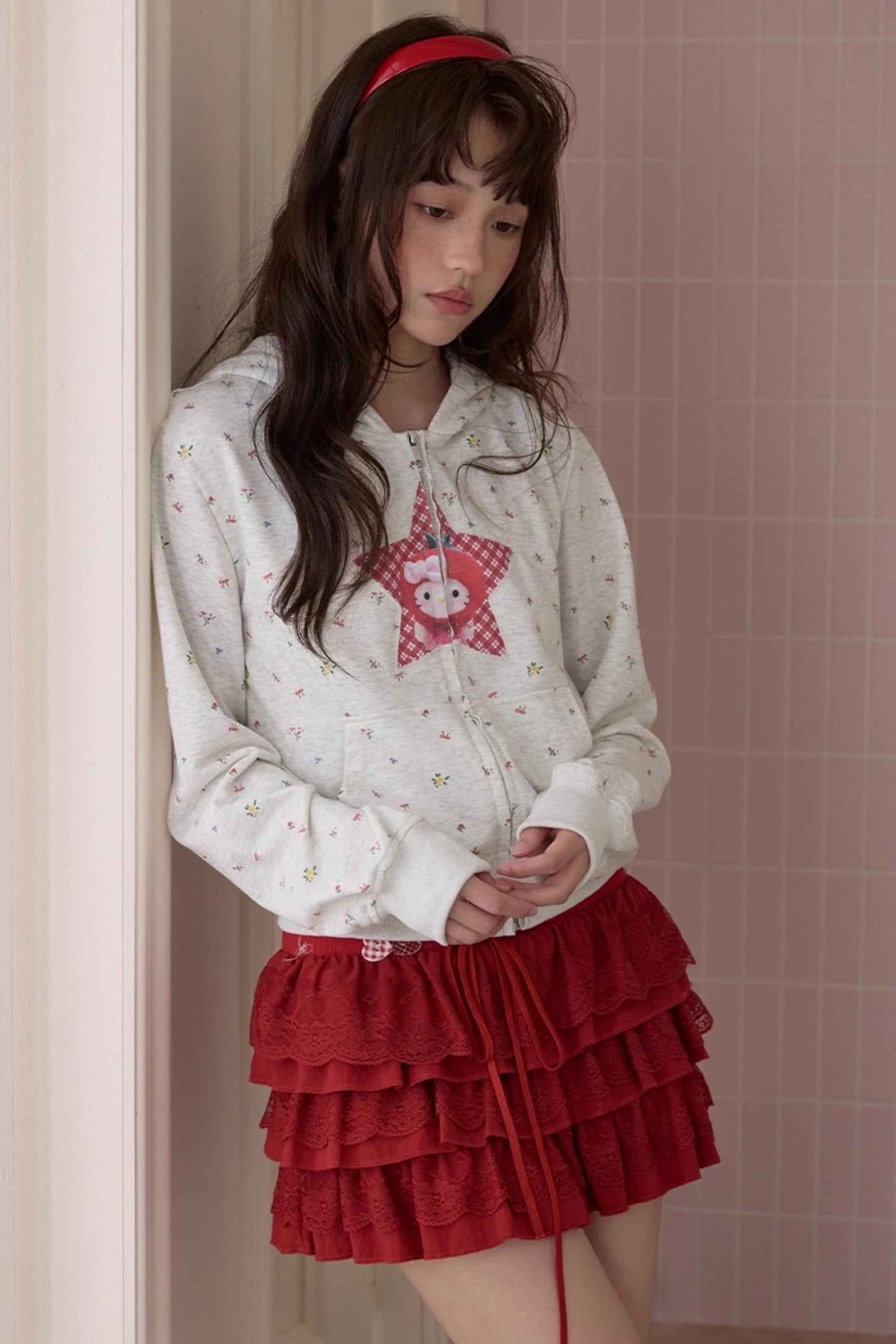 Elegant Red Lace Cake Skirt