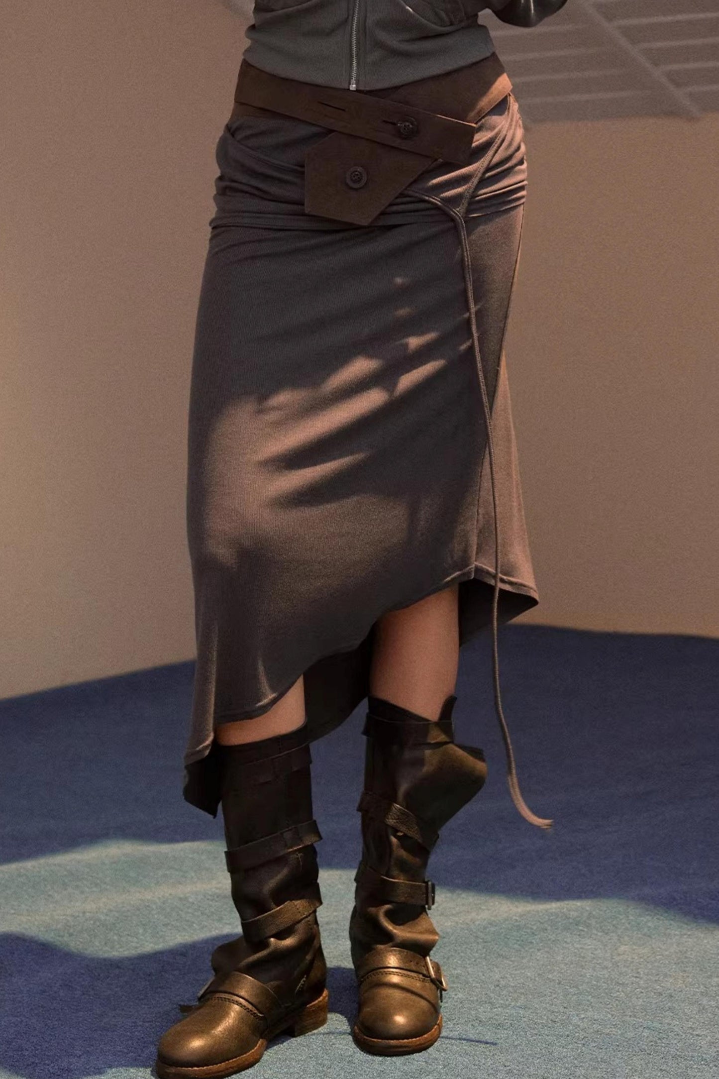 Faux Suede Knitted Skirt