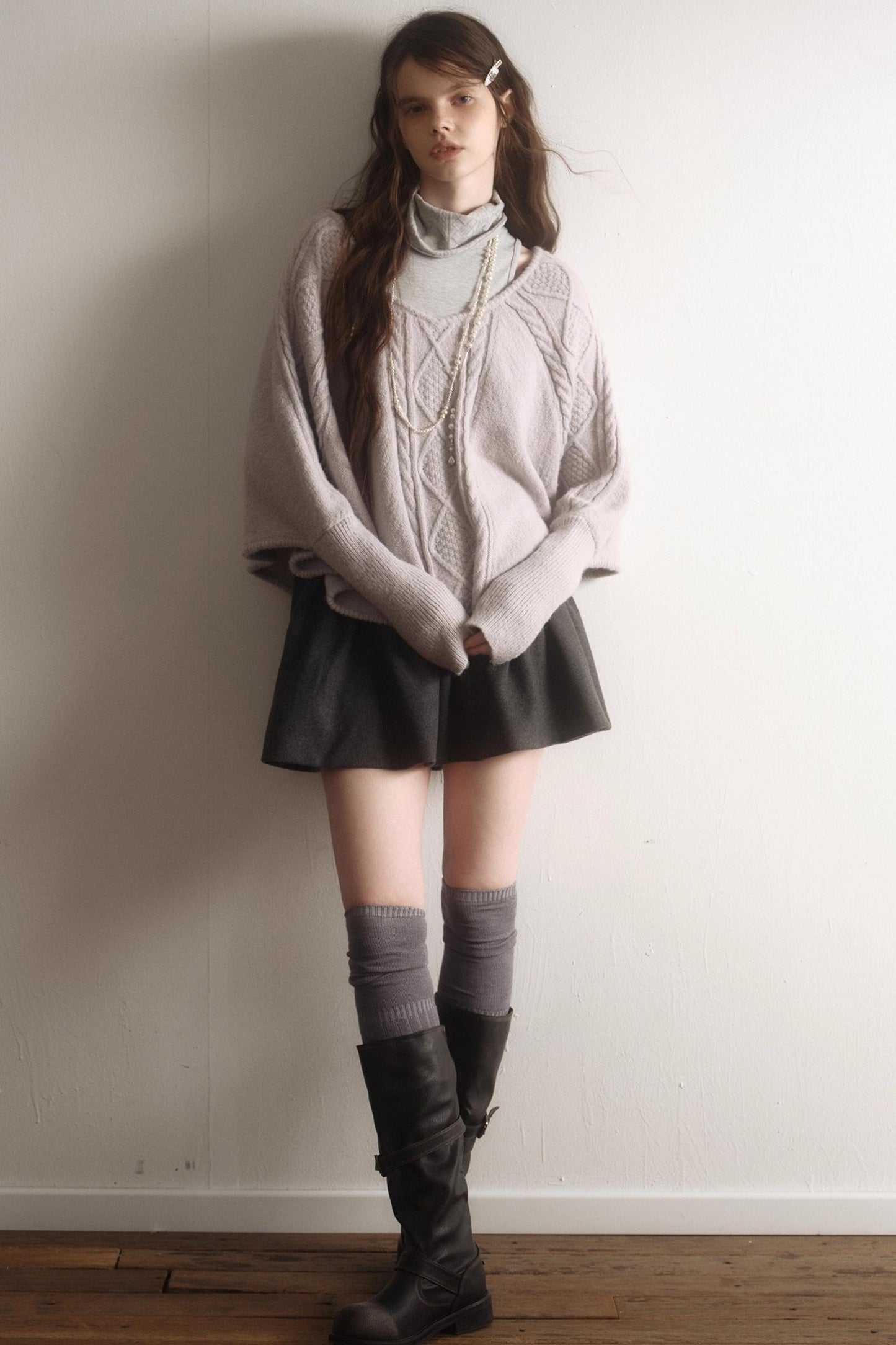 Light Purple Wool Batwing Sweater Set-Up