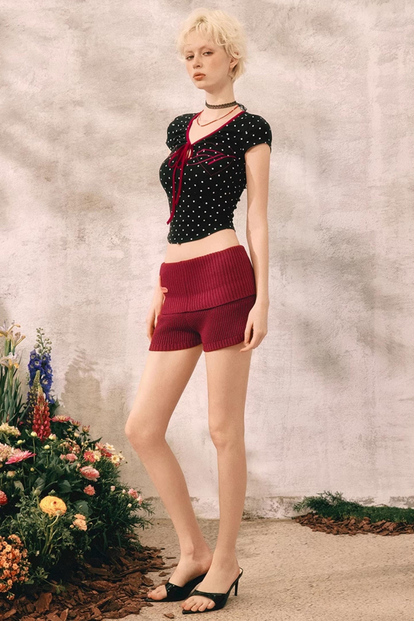 Summer Polka Dot V-Neck Tee