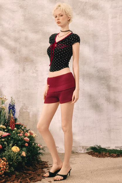 Summer Polka Dot V-Neck Tee