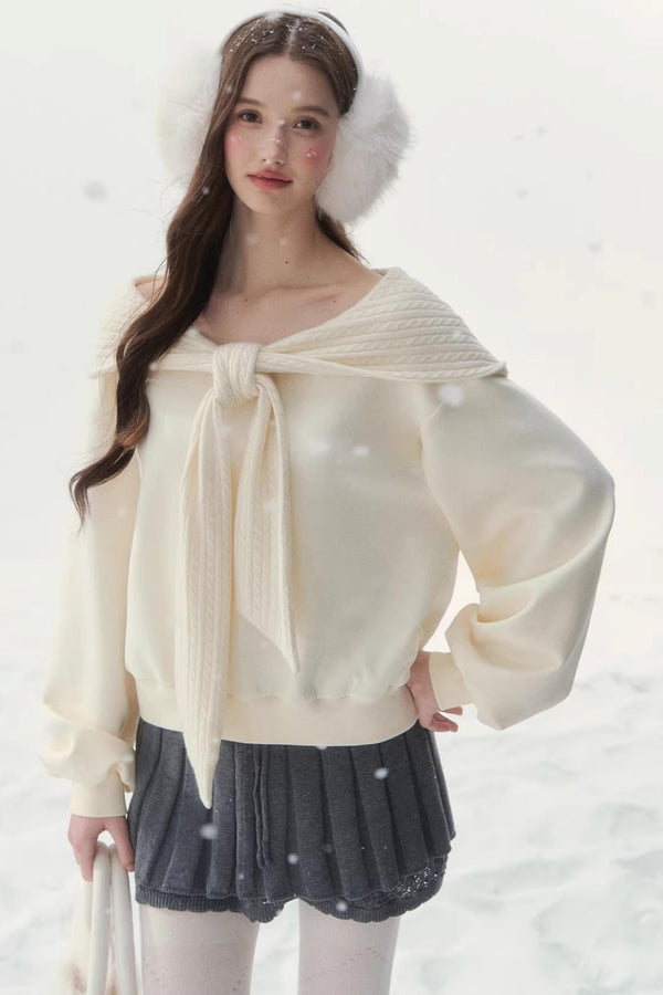 White Bow-Tie Hooded Sweatshirt