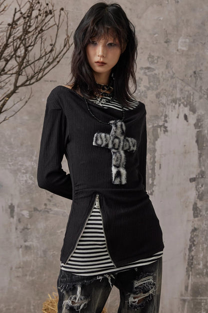 Swing Neck Knit Layer Top