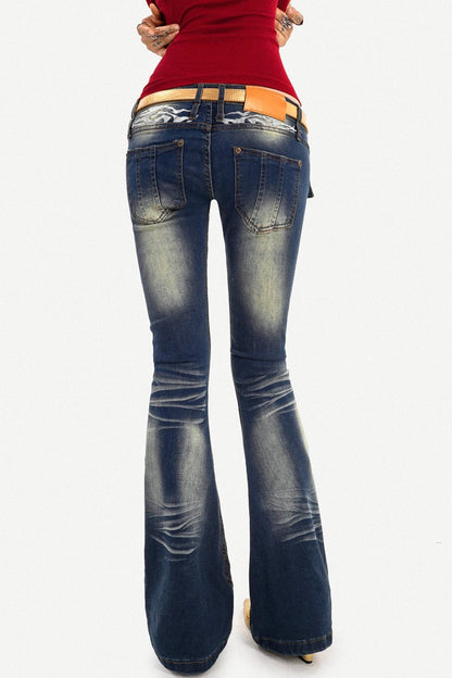 Retro Blue Flared Denim Pants