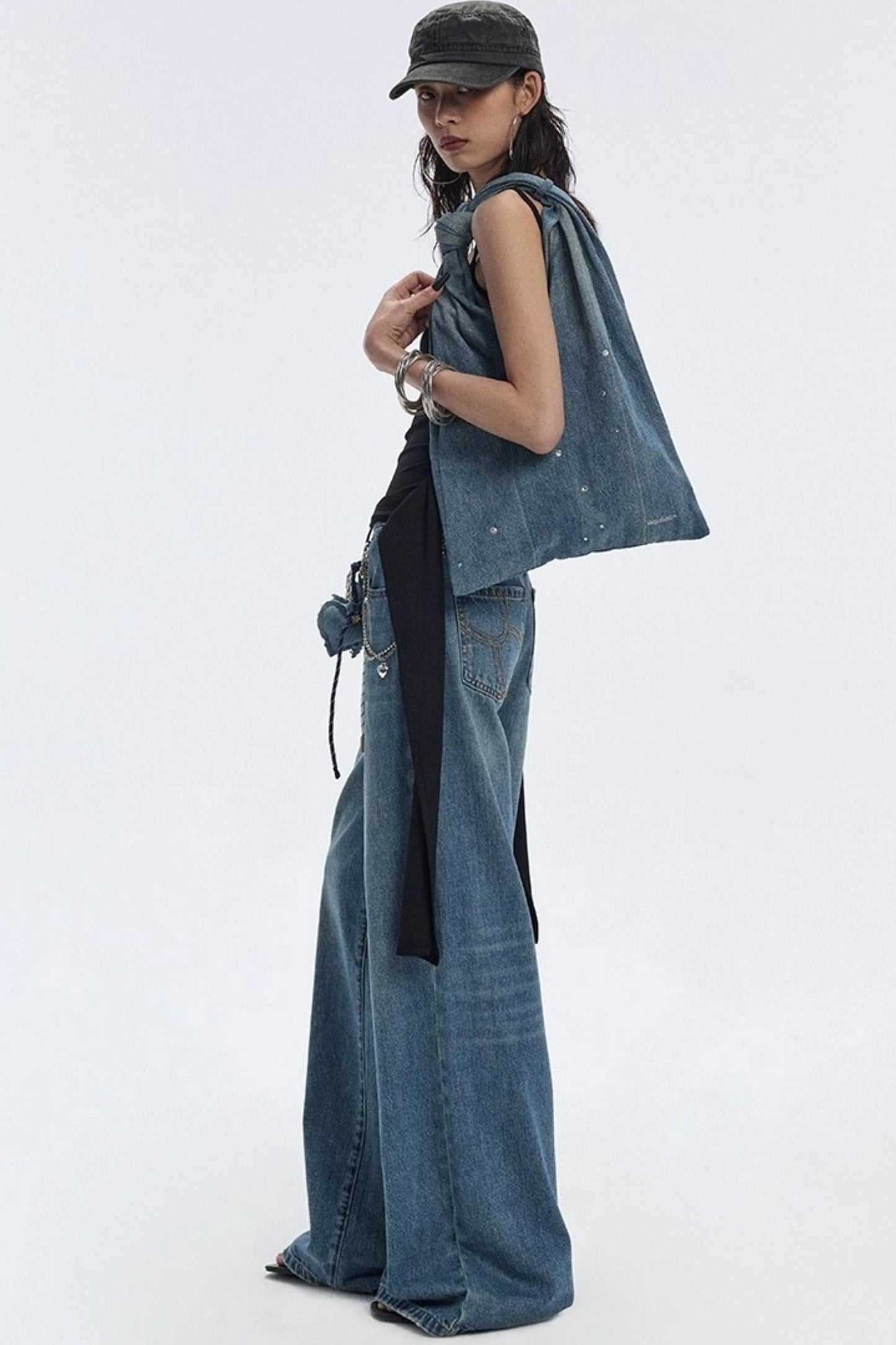 Diamond Starry Denim Shoulder Bag