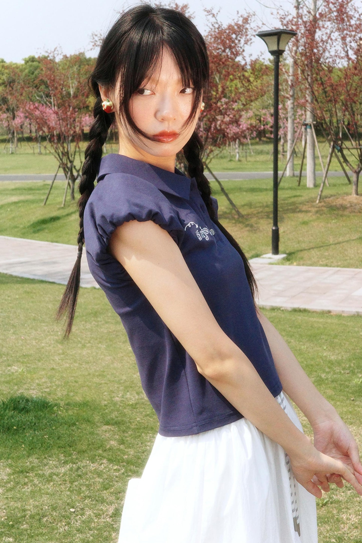 Embroidered Polka Dot Polo Tee