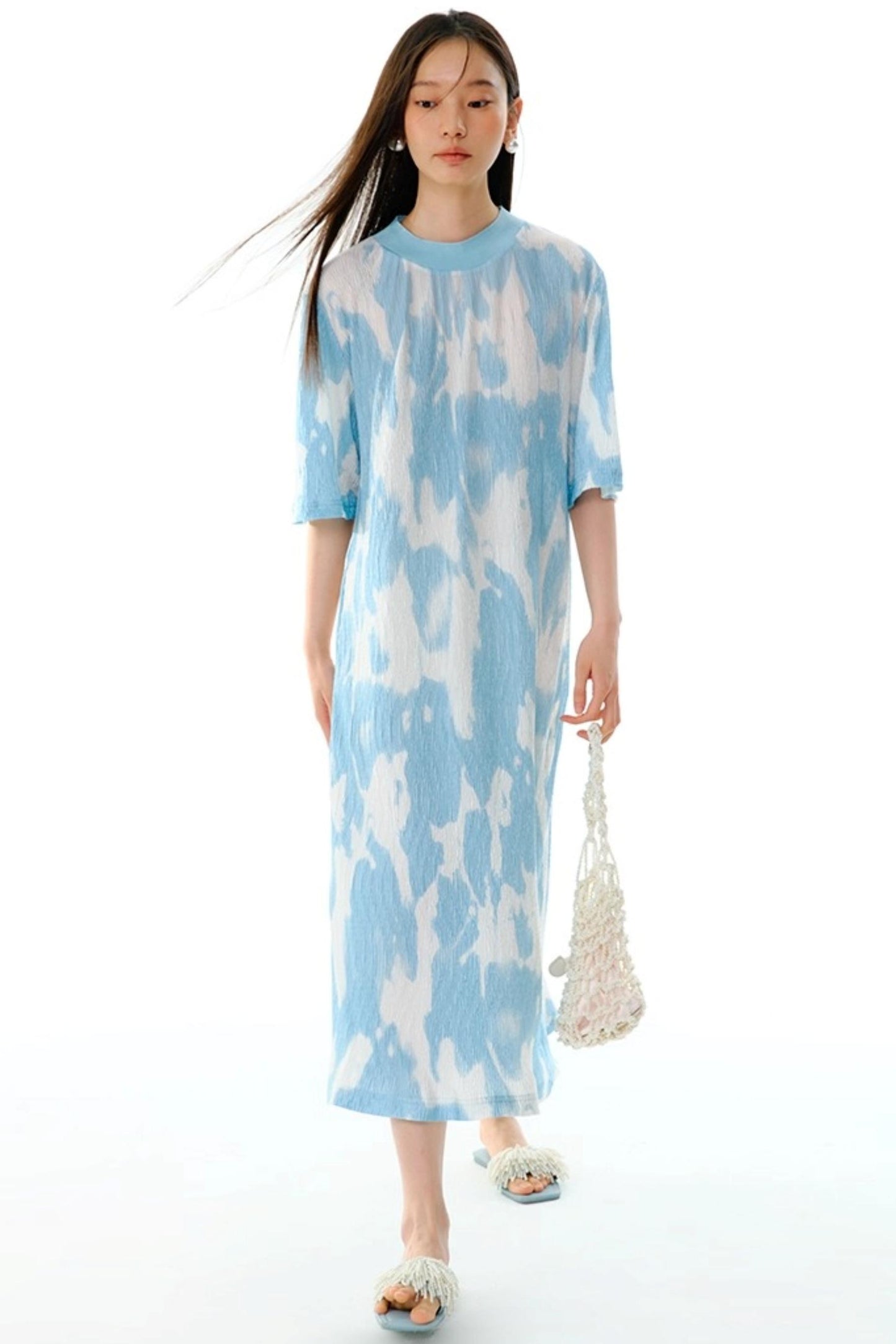 Monsoon Waves Blue Tie-Dye Dress Set-Up