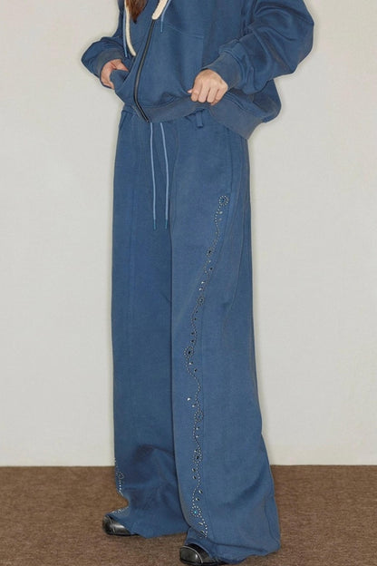 Diamond Hooded Sweatshirt With Pants Set-Up