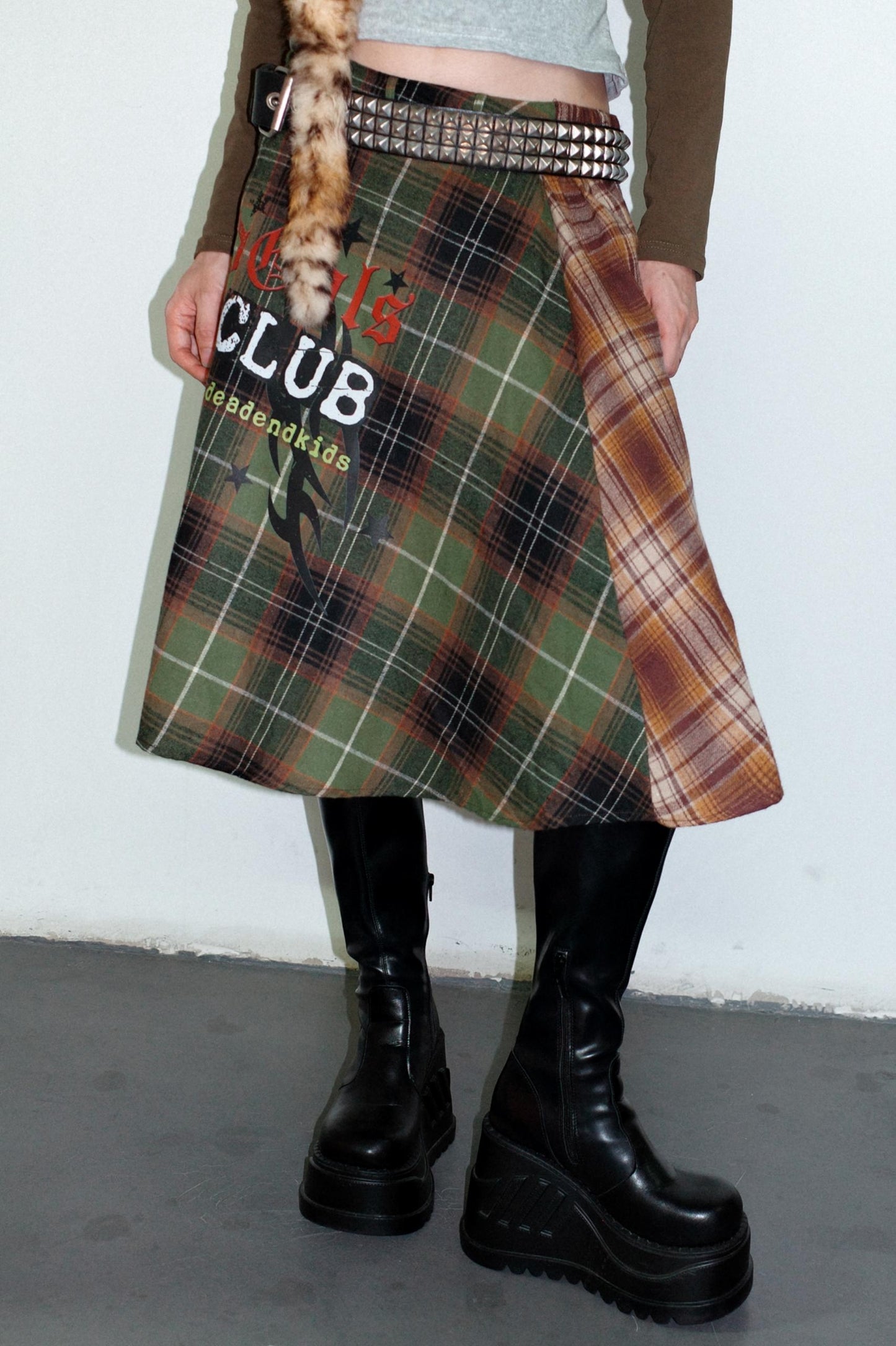 Punk Plaid Layered Skirt