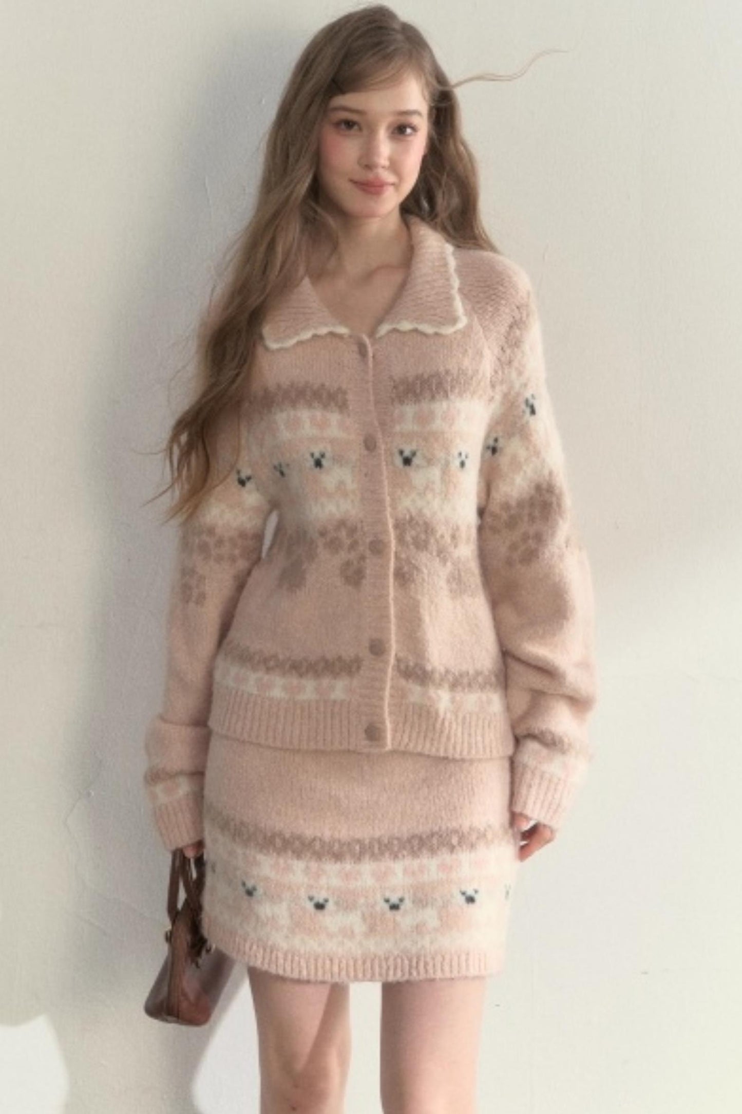 Vintage Preppy Style Knit Sweater Set-up