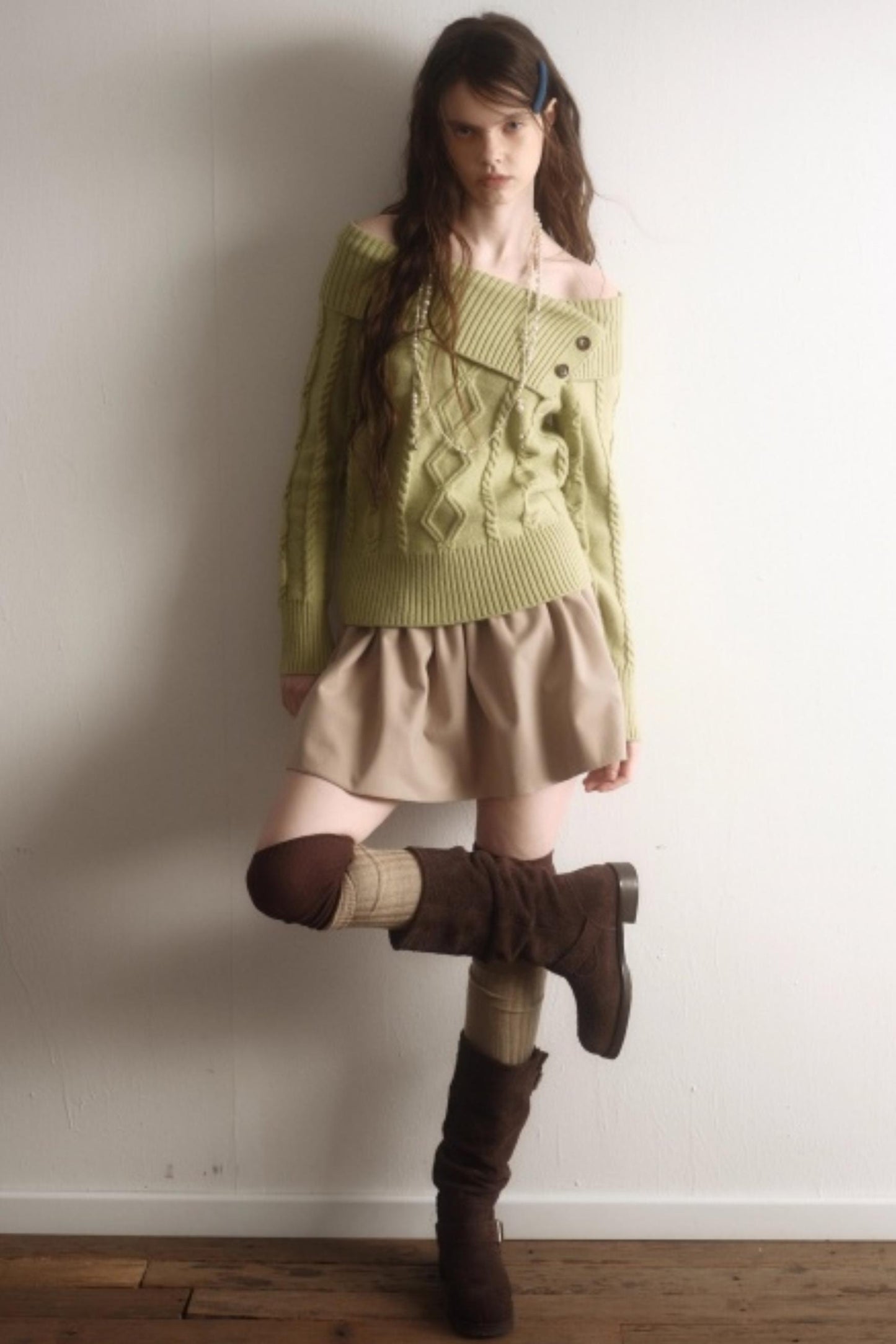 Artist-Created Retro Woolen Skirt