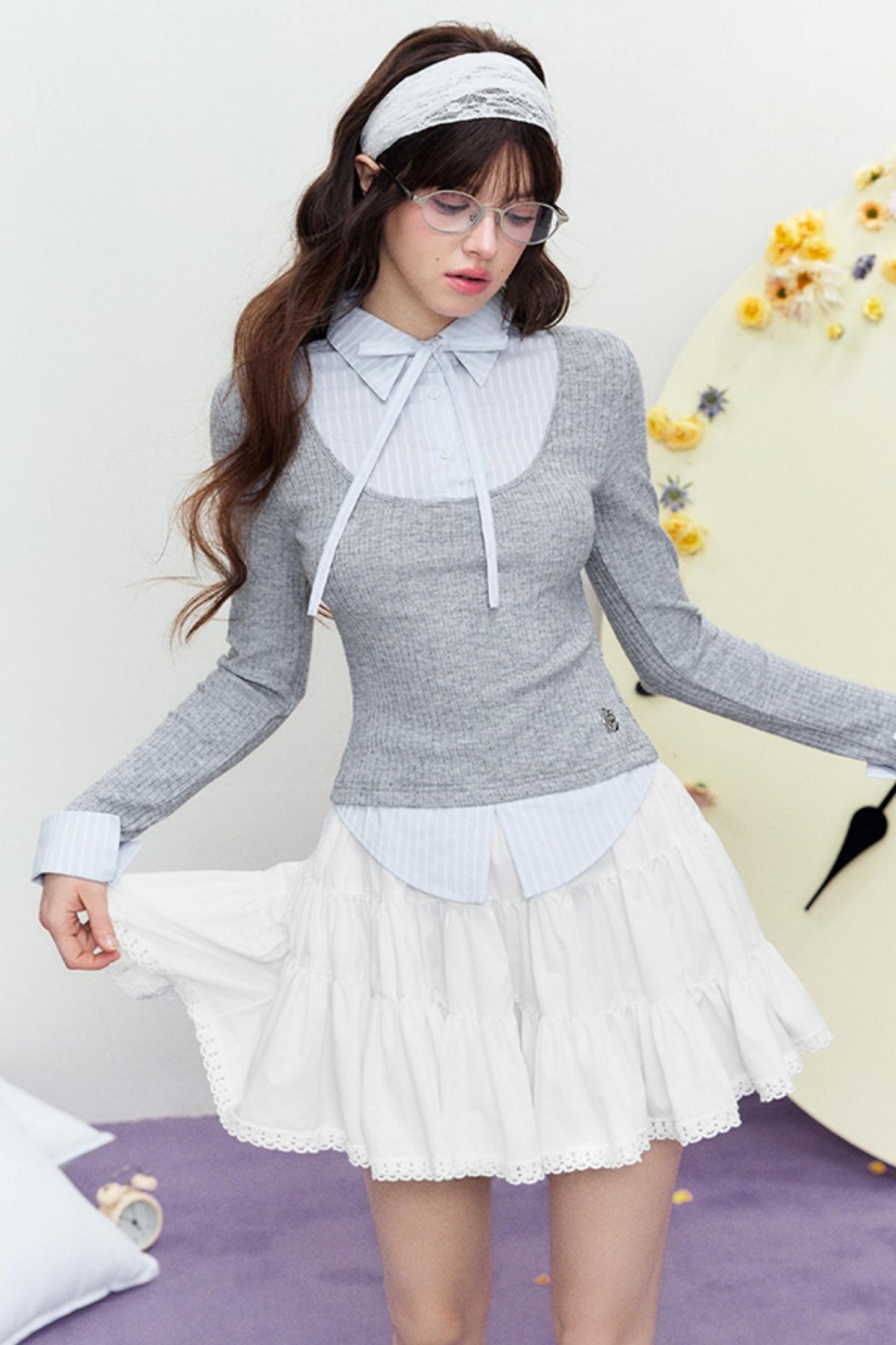 Slim Line Layered Knit Top