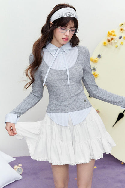 Slim Line Layered Knit Top