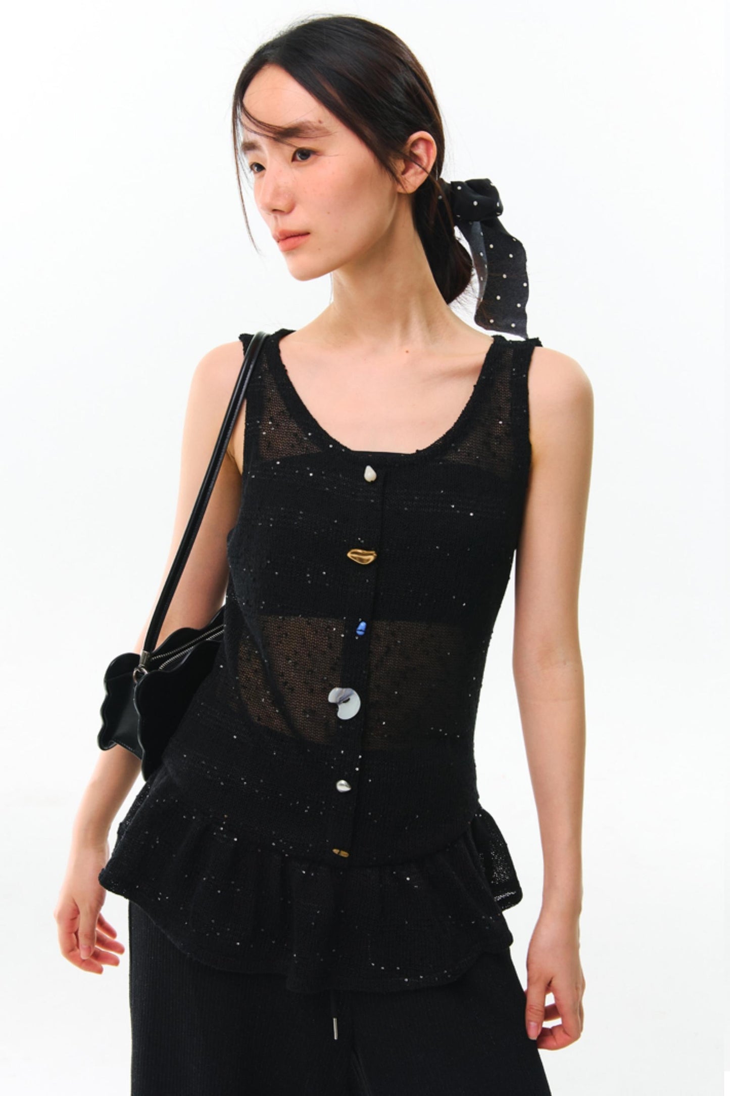 Shards Sequin Ruffled Top