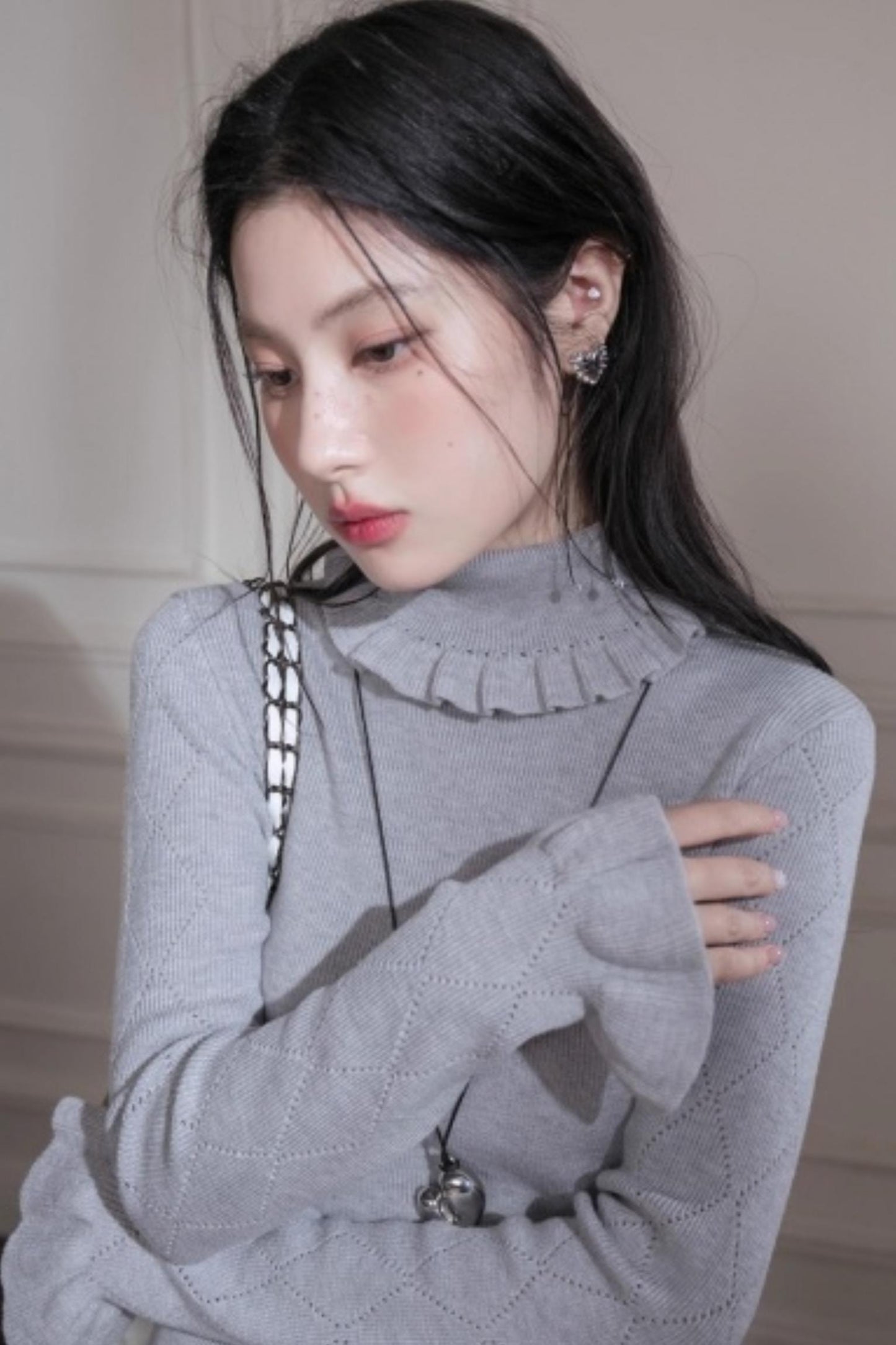 Mercerized Wool Ruffle Sweater