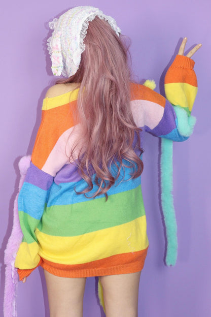 Rainbow Striped Knitted Jumper