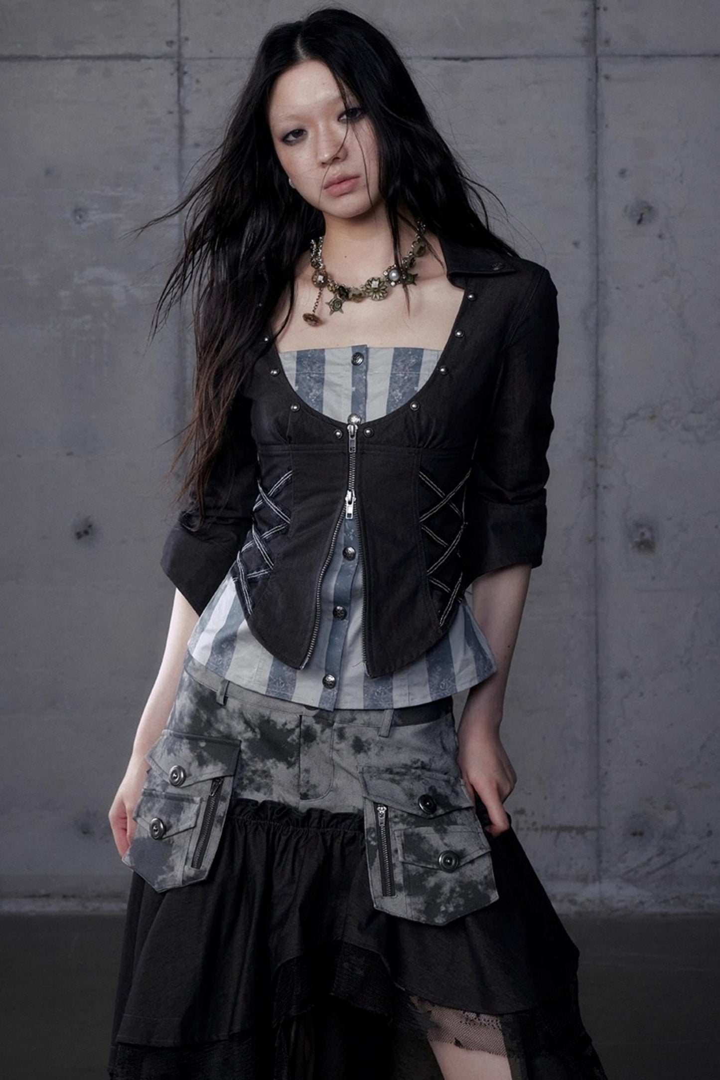 Vintage Punk Court Slim Print Long-Sleeved Shirts